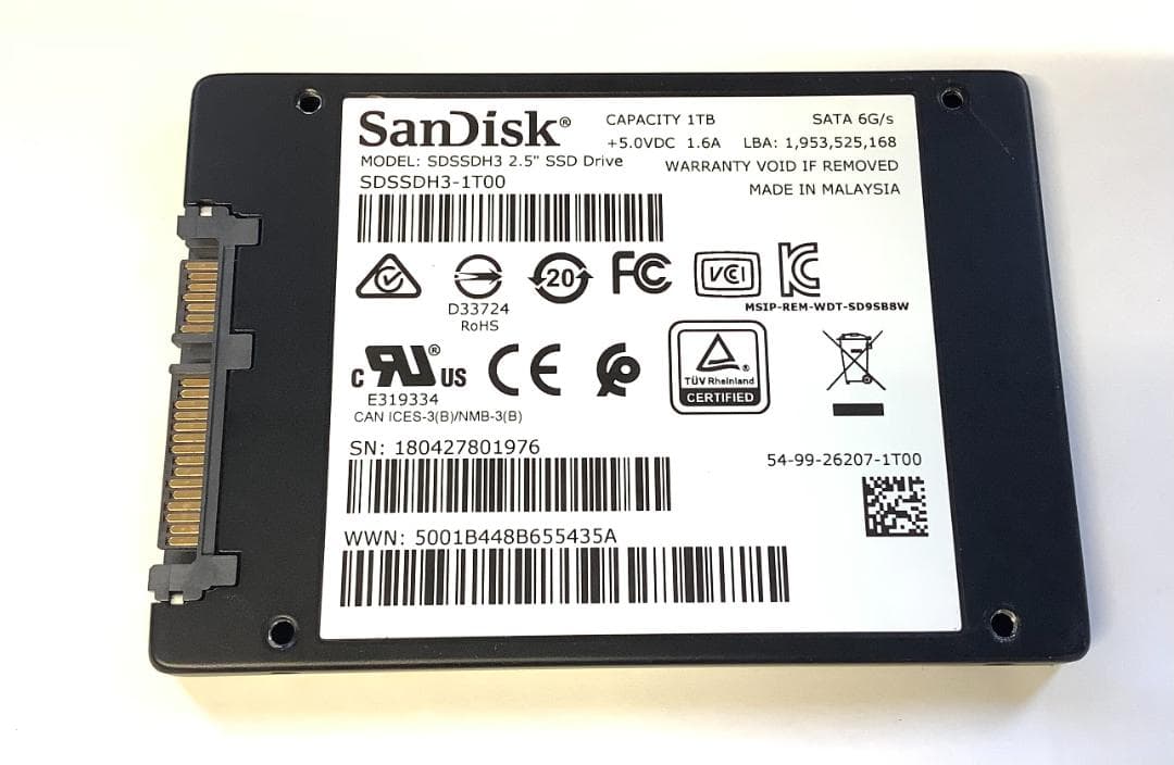 ②-WA396 SanDisk SATA 1TB SSD 2.5 1点