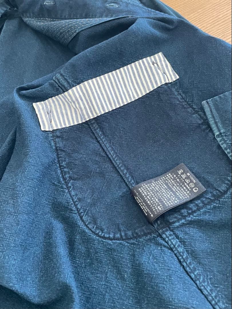 【45R】藍染インディゴカディの刺し子シャツ　日本製　ユニセックス