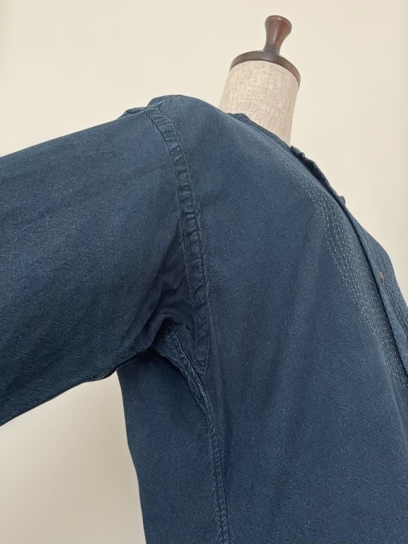 【45R】藍染インディゴカディの刺し子シャツ　日本製　ユニセックス