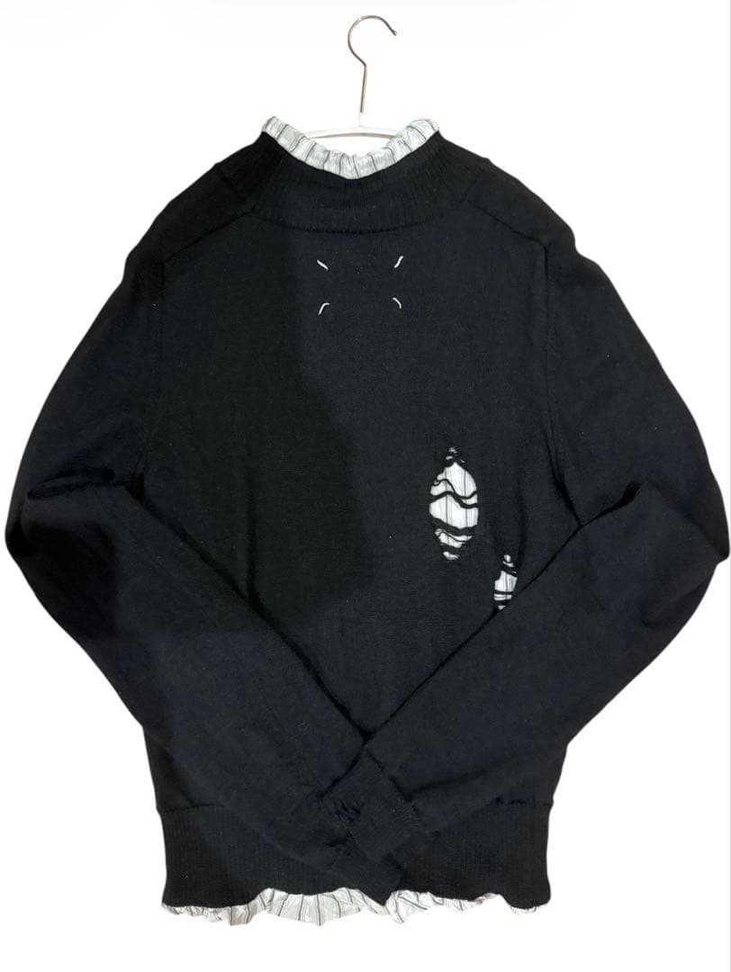 極美品 メゾンマルジェラ ダメージ加工レイヤードニット Lサイズ