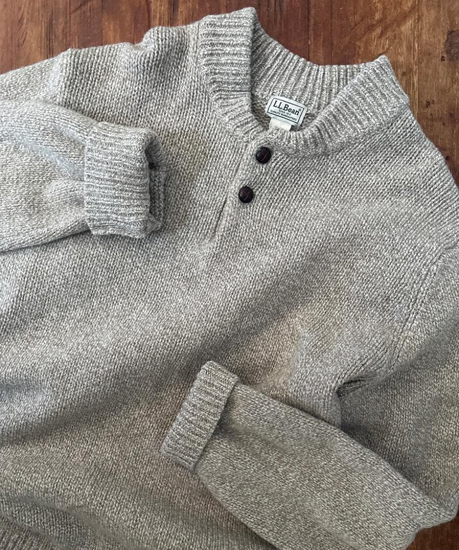 ［00s］L.L.Bean ヘンリーネック ニットセーター ラムウール100%