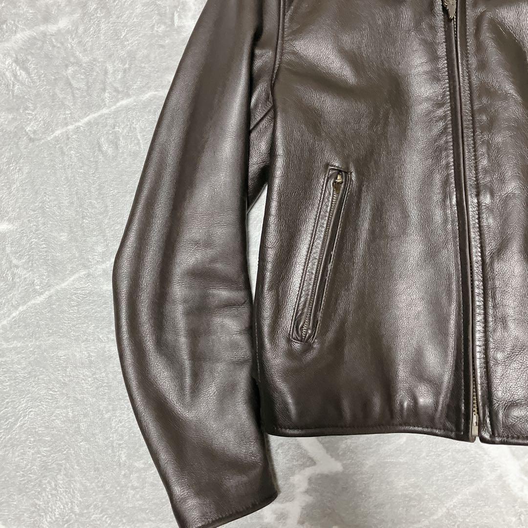 ハーレーダビッドソン ライダースジャケット 襟 キルティング ダークブラウン L