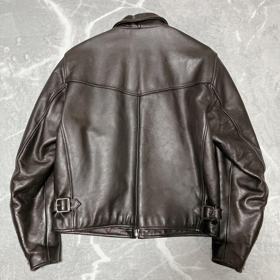 ハーレーダビッドソン ライダースジャケット 襟 キルティング ダークブラウン L