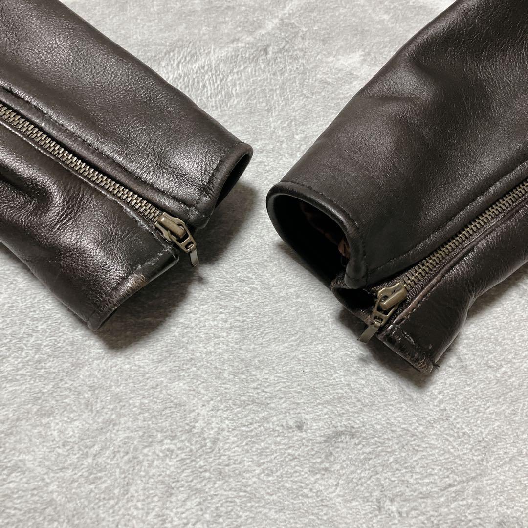 ハーレーダビッドソン ライダースジャケット 襟 キルティング ダークブラウン L