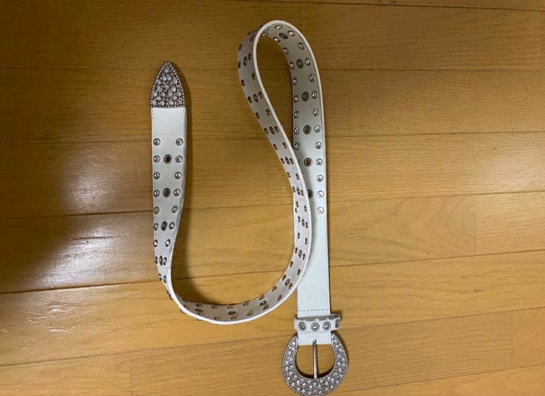 小物 FUTURE ARCHIVE RHINESTONE BELT White