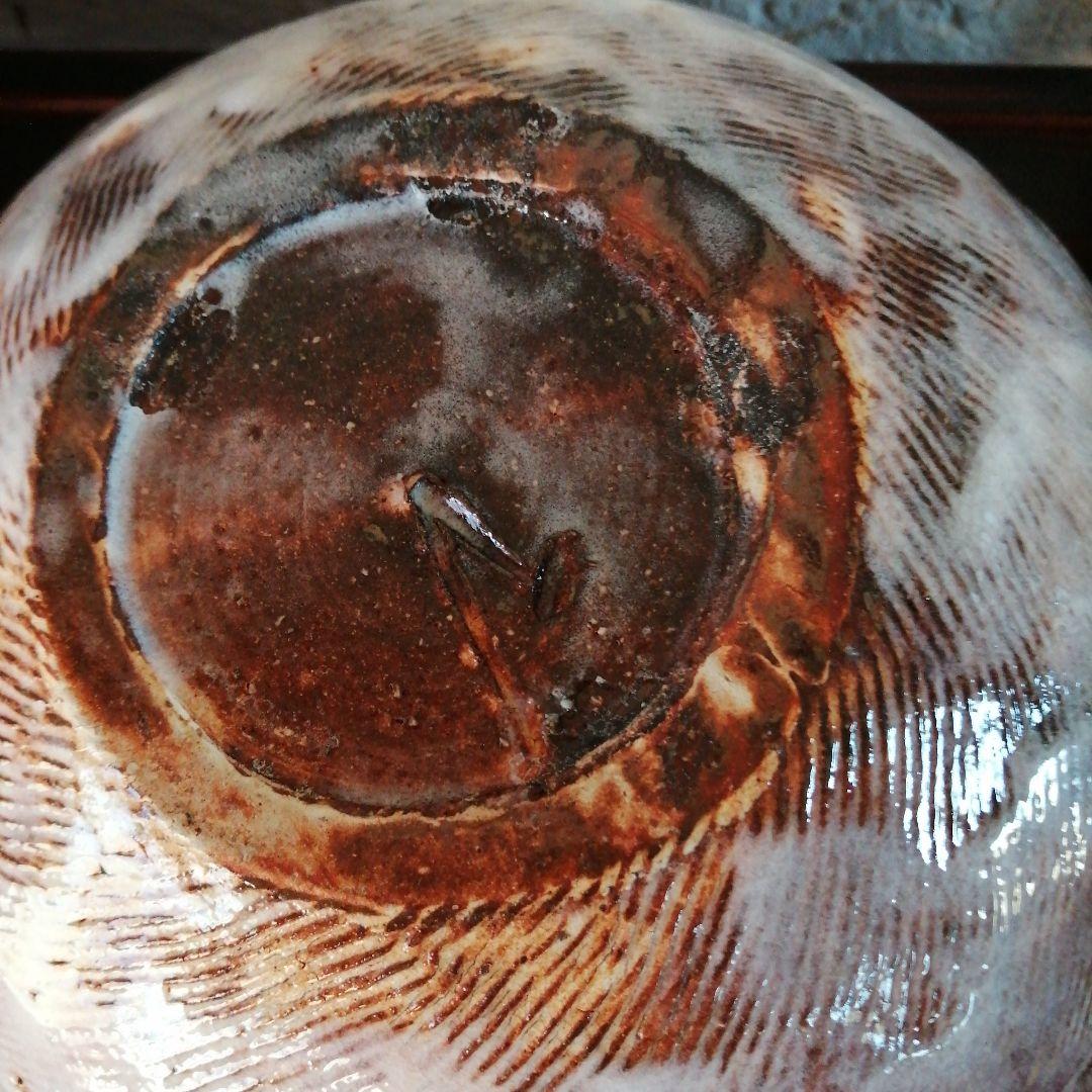 其中窯　河村又次郎　窯変釘彫文盛器　26.5cm