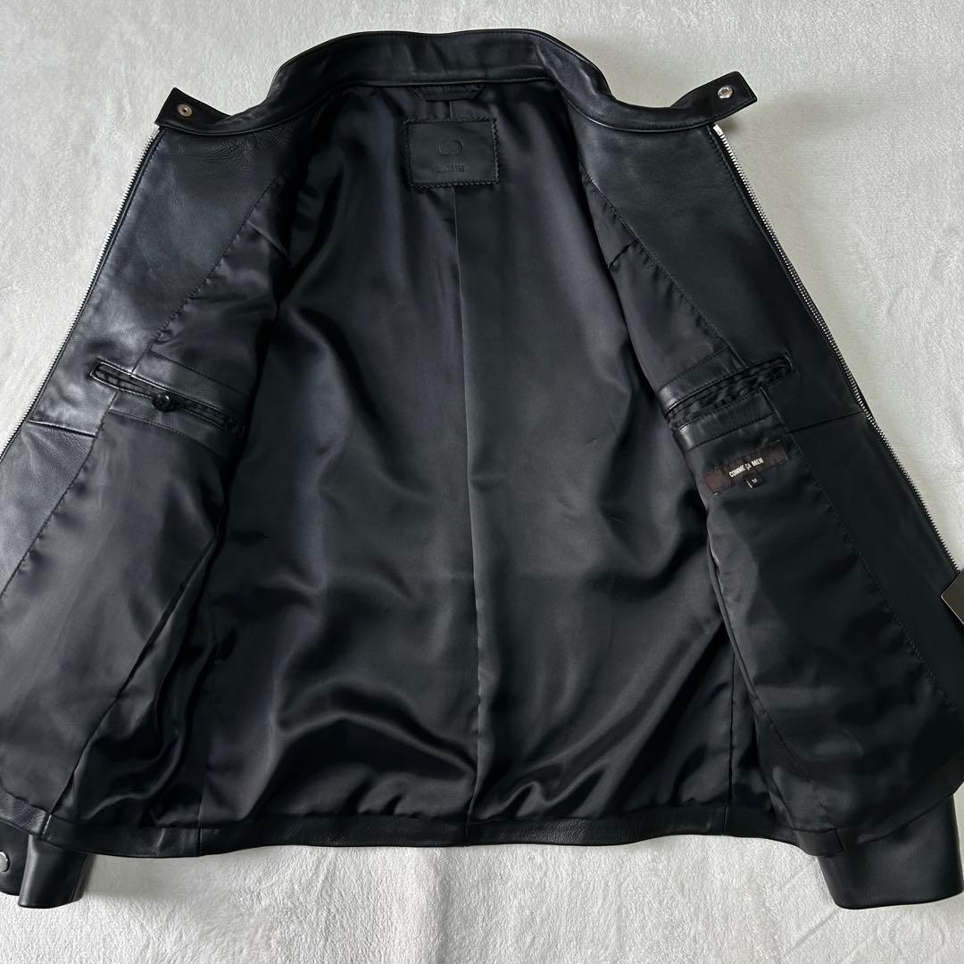 新品 未使用 25AWコムサメン ラムレザー シングルライダースジャケットM 黒