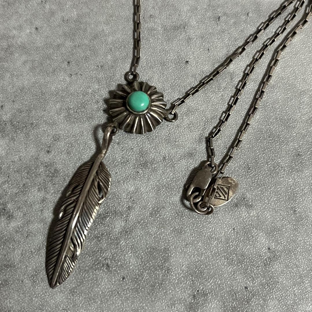 RALPH LAUREN フェザーネックレス　シルバー925　ターコイズ　銀