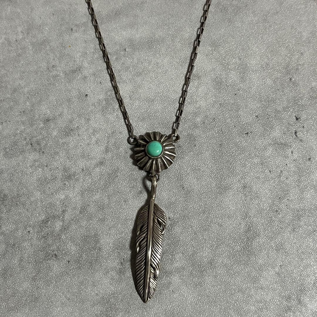 RALPH LAUREN フェザーネックレス　シルバー925　ターコイズ　銀