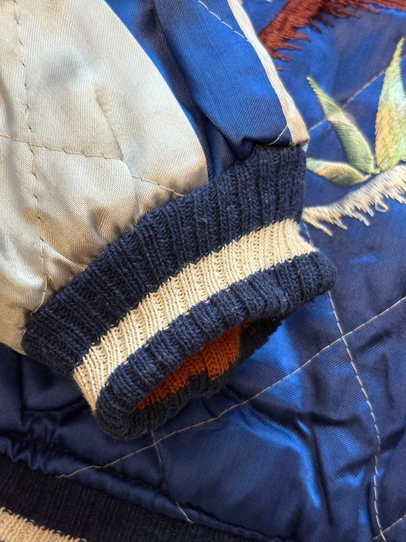 トシ　50s スカジャン 赤別珍/鷲　キルティング青/虎