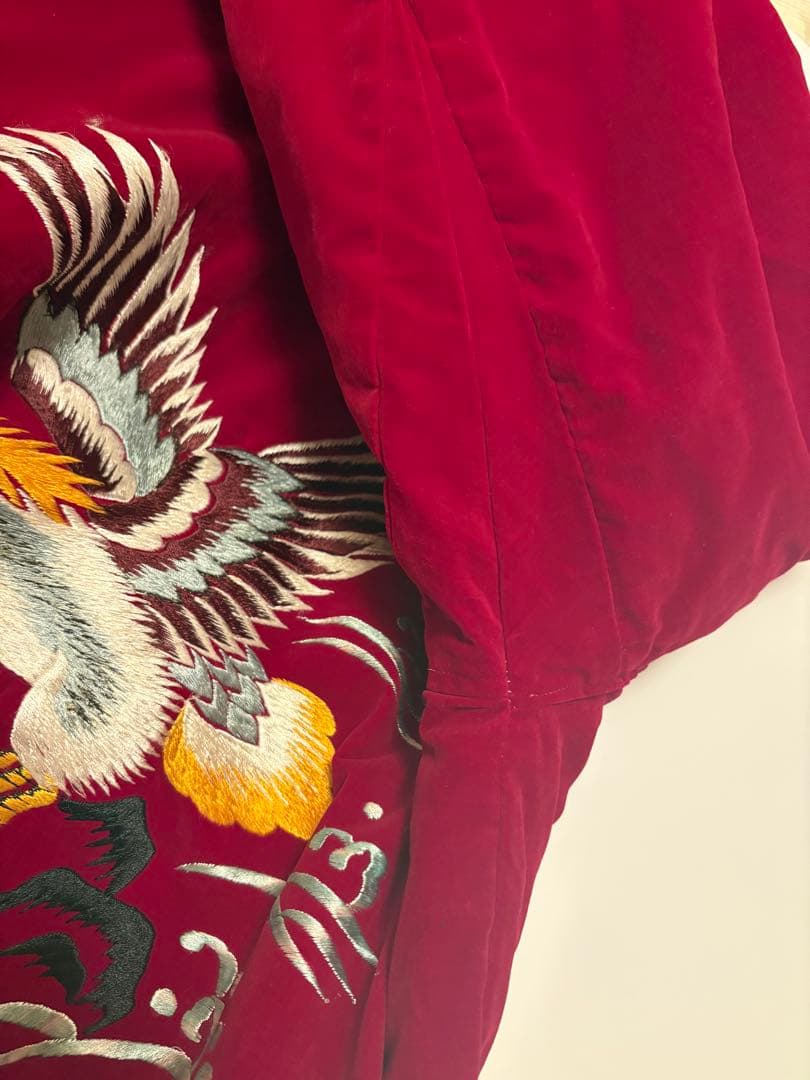 トシ　50s スカジャン 赤別珍/鷲　キルティング青/虎