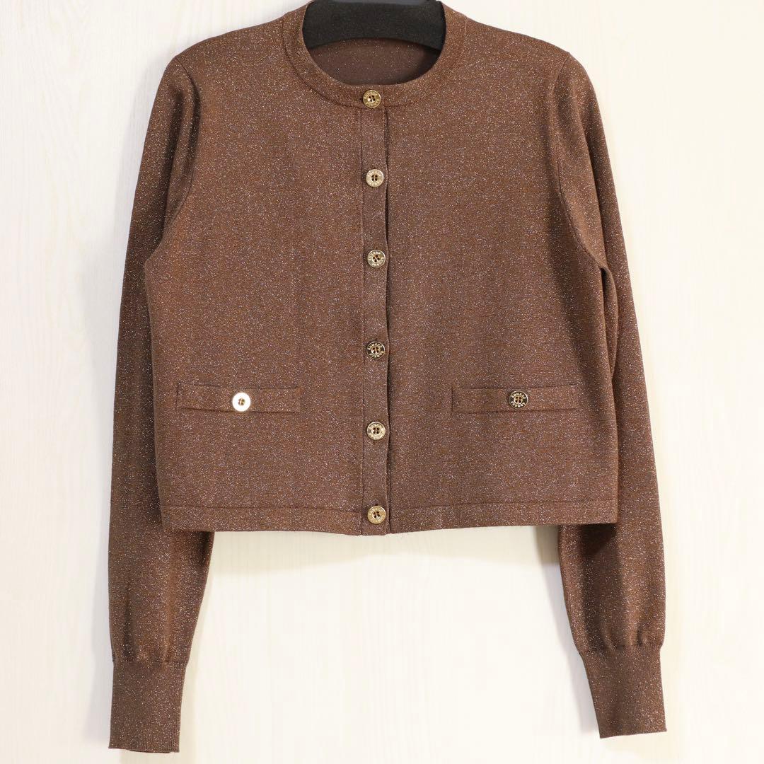 未使用anuansシルクブレンドベーシックニットカーディガンノースリーブニット