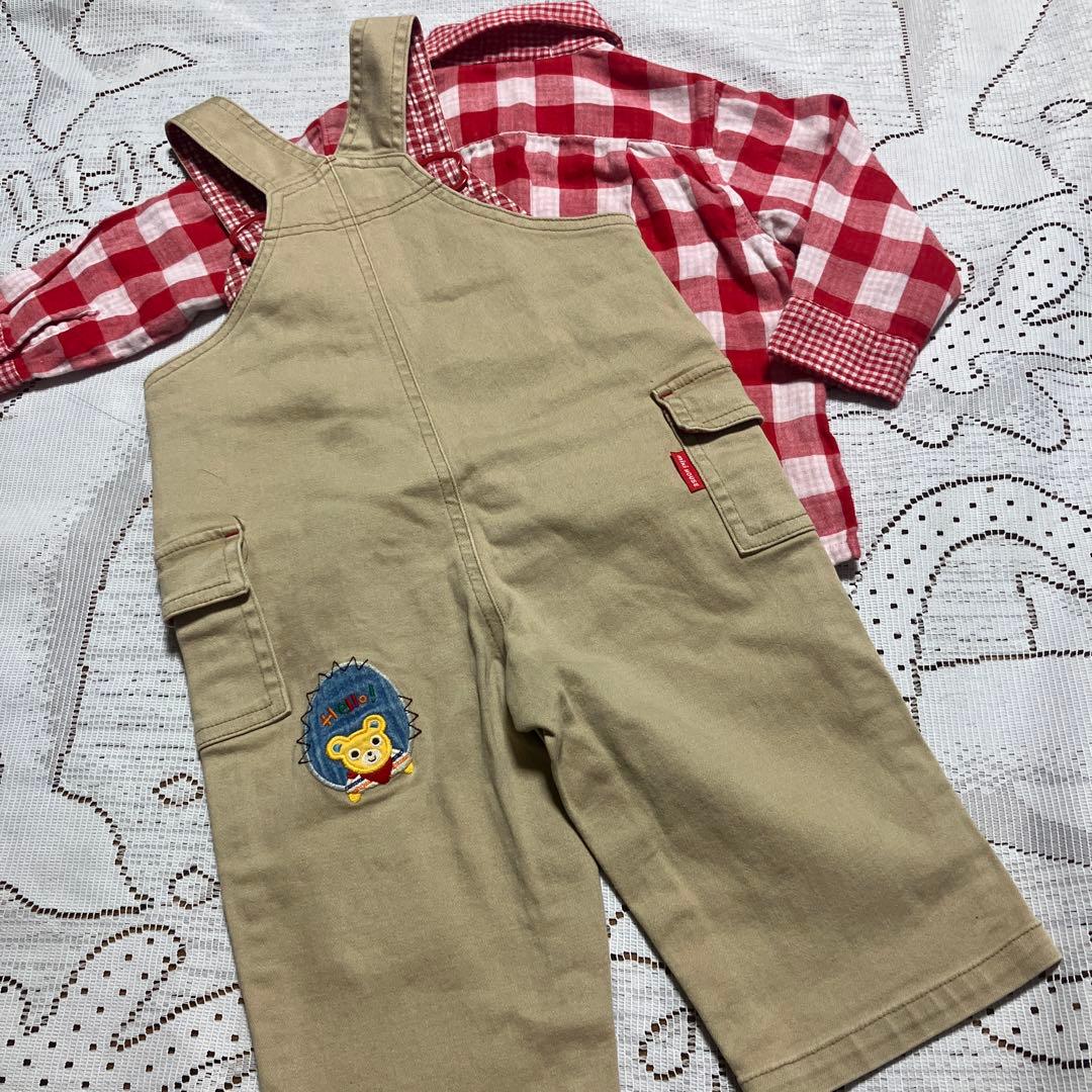 専用☆美品☆ミキハウス 80 cm オーバーオール シャツ付き