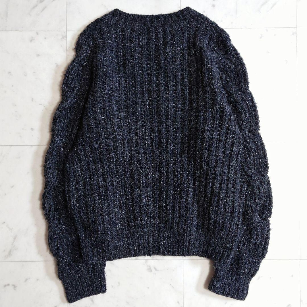 美品♪リヨカ Liyoca ケーブル編み モヘヤ ウール ニット ブラック