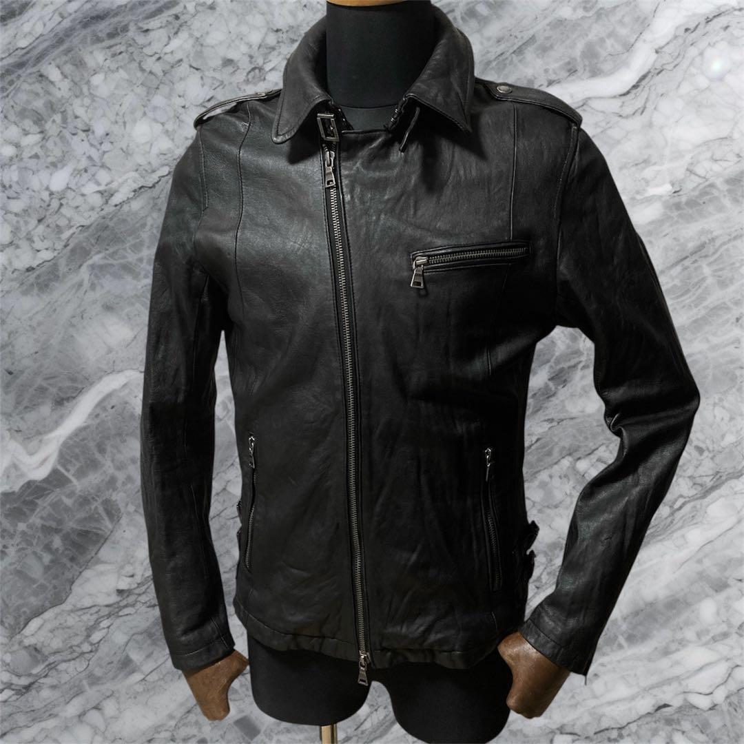 超美品 バーバリーブラックレーベル ライダースジャケット レザージャケット