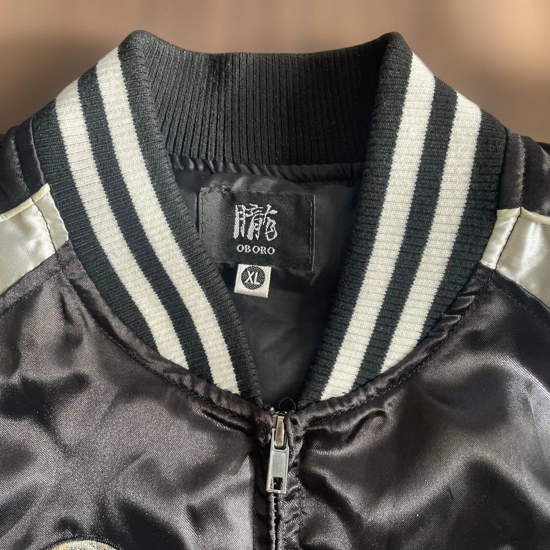 朧　オボロ　スカジャン　スーベニアジャケット　骸骨　髑髏　ブラック　XL