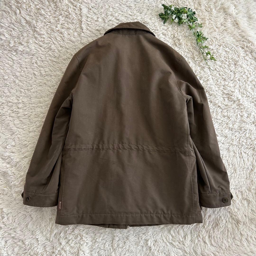 モンクレール　裏地ボア　茶タグ　ステンカラーコート　ロゴボタン