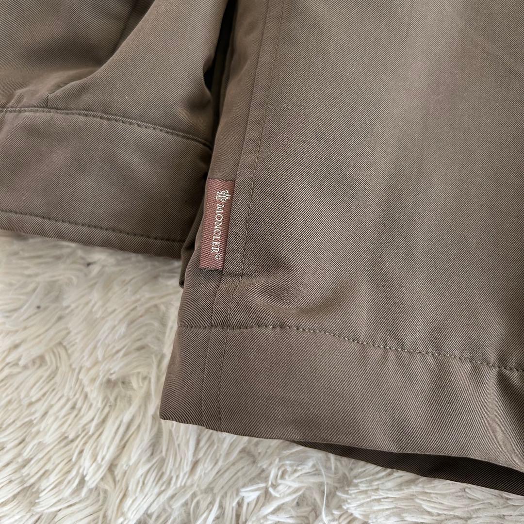 モンクレール　裏地ボア　茶タグ　ステンカラーコート　ロゴボタン