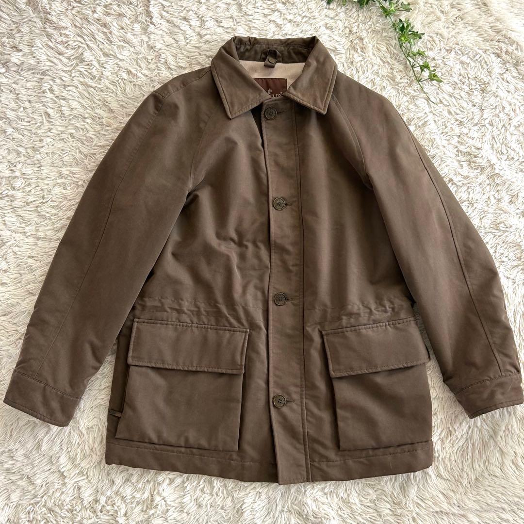 モンクレール　裏地ボア　茶タグ　ステンカラーコート　ロゴボタン