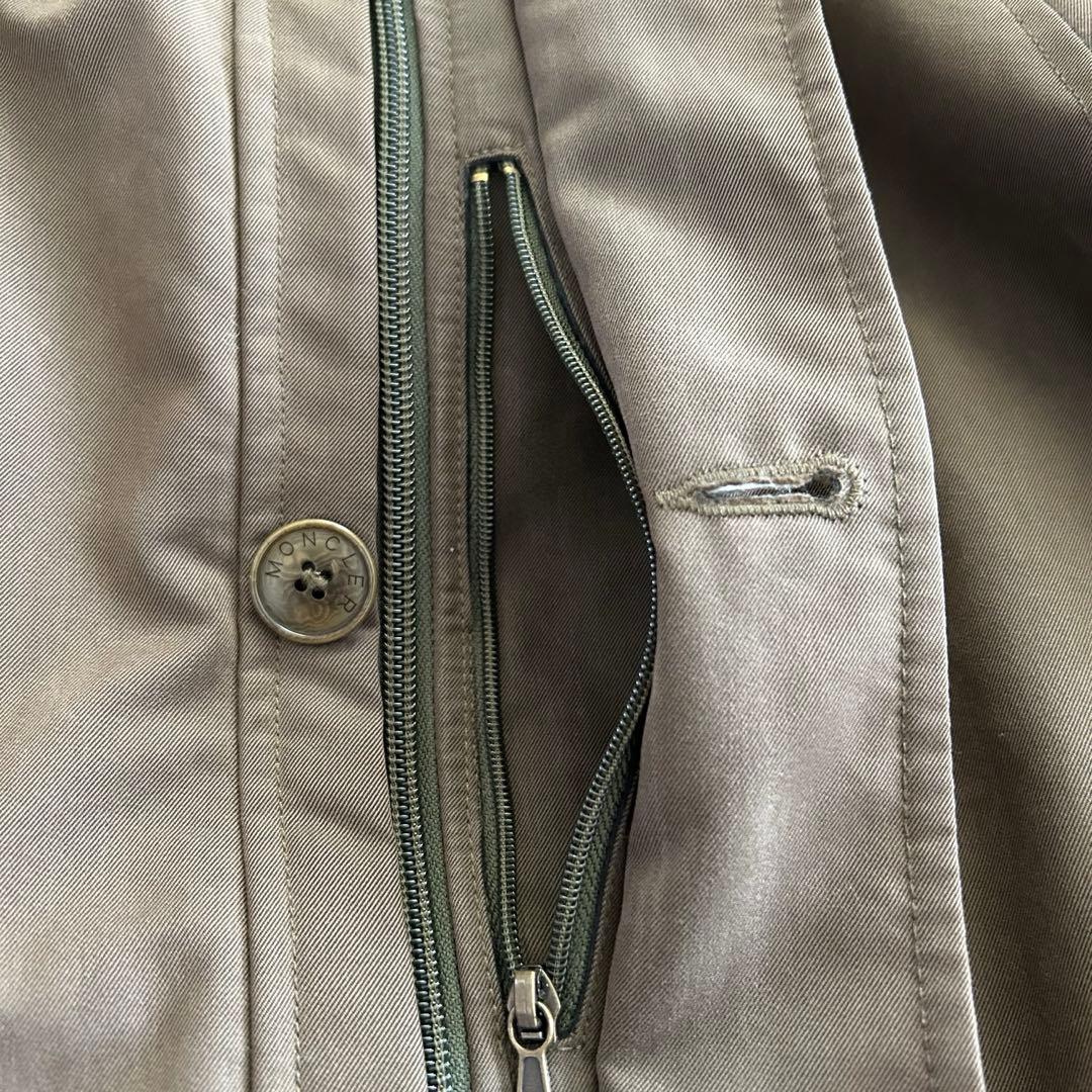 モンクレール　裏地ボア　茶タグ　ステンカラーコート　ロゴボタン