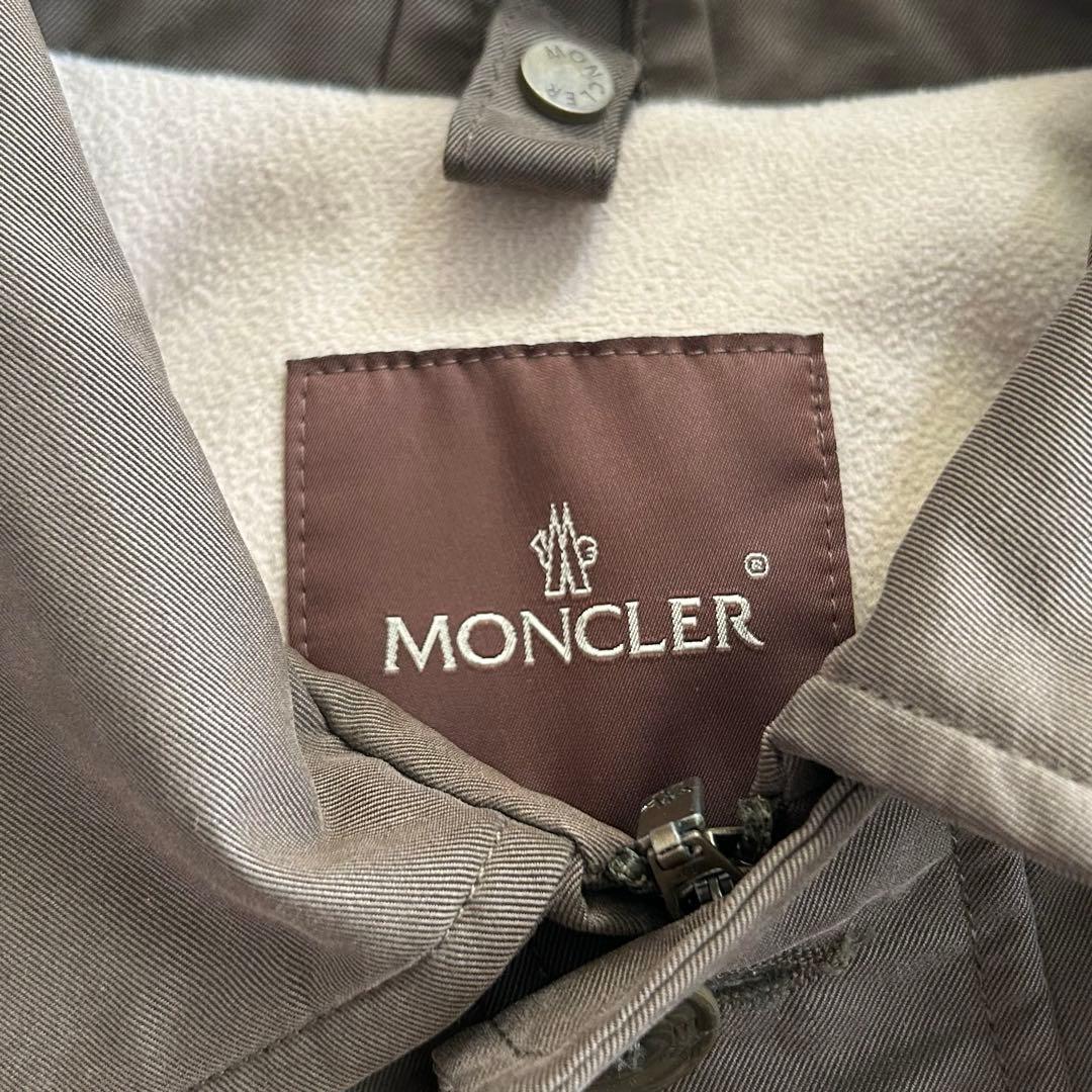 モンクレール　裏地ボア　茶タグ　ステンカラーコート　ロゴボタン
