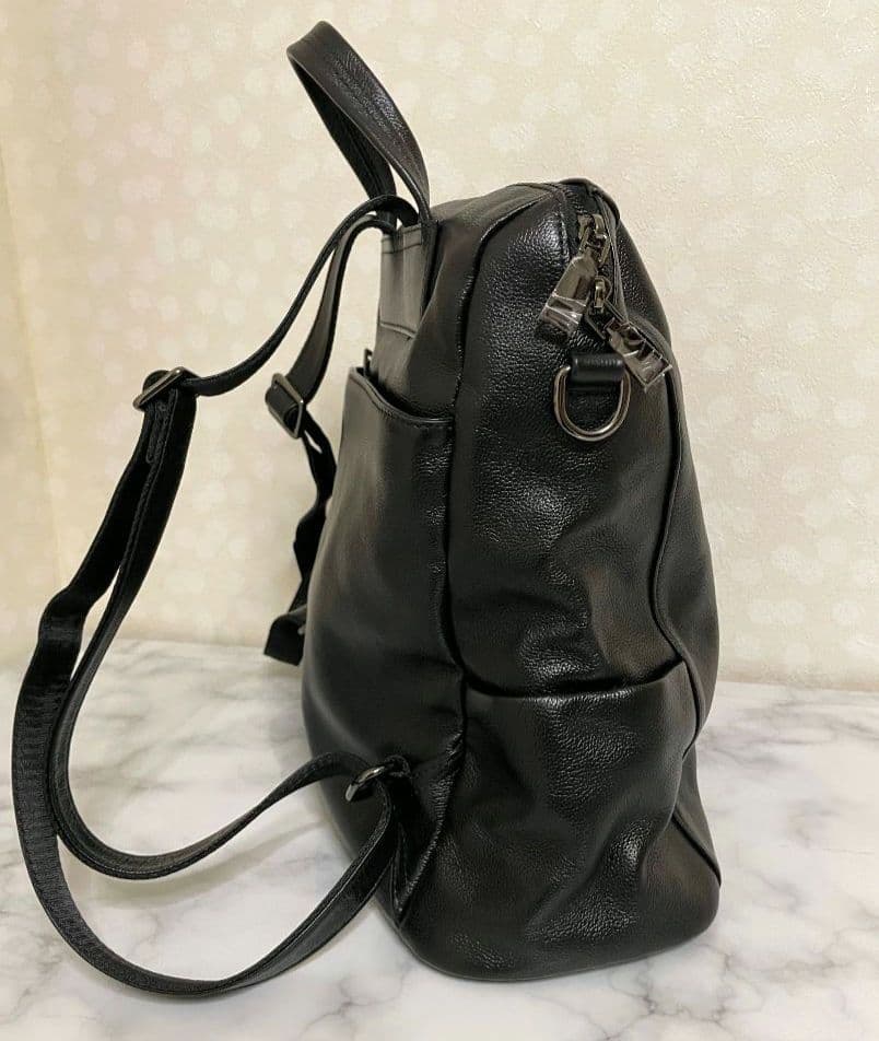 ✿本革2Wayリュック トートバッグ　ブラック✿