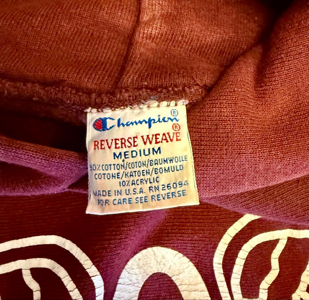値下げ交渉可　Champion リバースウィーブ パーカー 翼プリント 90's