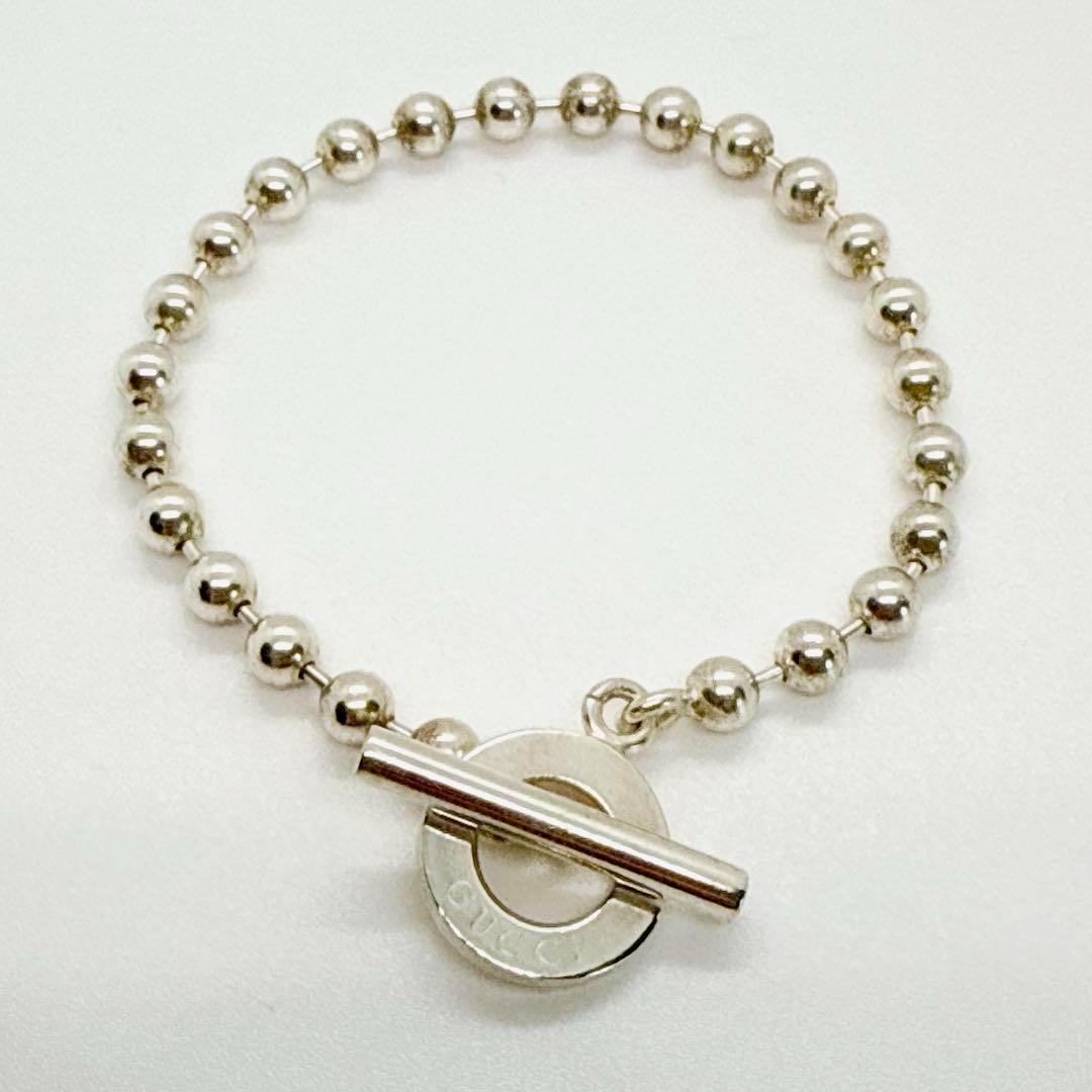 【約17cm】GUCCI ボールチェーン ブレスレット トグル シルバー