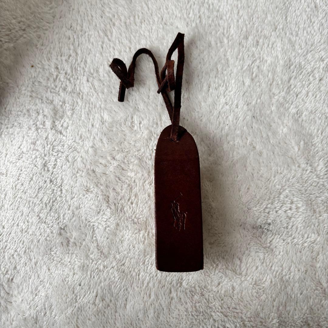 ポロラルフローレン 千鳥格子柄 ミニボストンバッグ PVCレザー ブラウン 茶