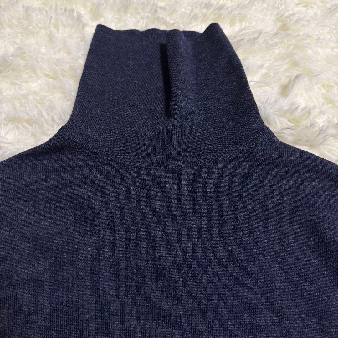 【美品】ジョンスメドレー タートルネック ニット M ネイビー ウール
