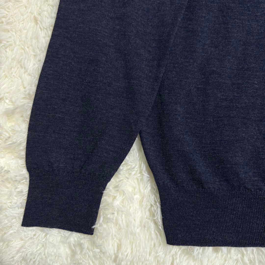 【美品】ジョンスメドレー タートルネック ニット M ネイビー ウール