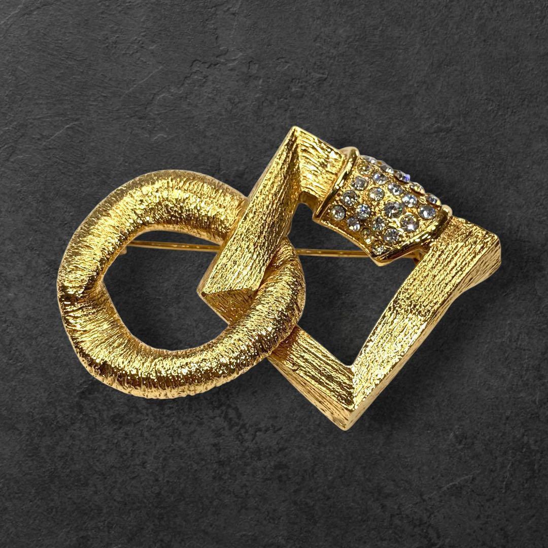 vintage YSL イヴサンローラン ブローチ ストーン ゴールド 146