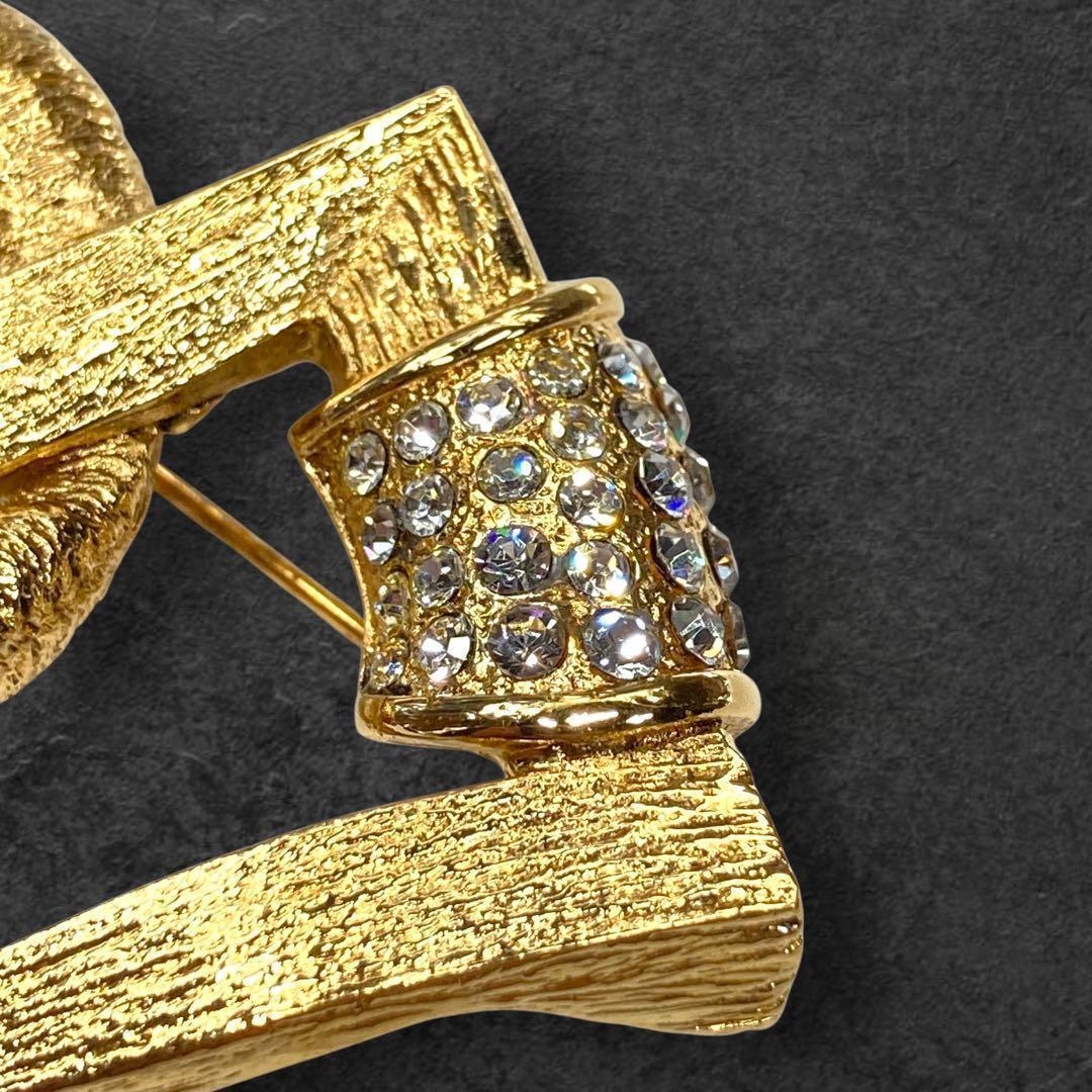 vintage YSL イヴサンローラン ブローチ ストーン ゴールド 146