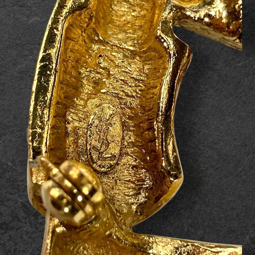 vintage YSL イヴサンローラン ブローチ ストーン ゴールド 146