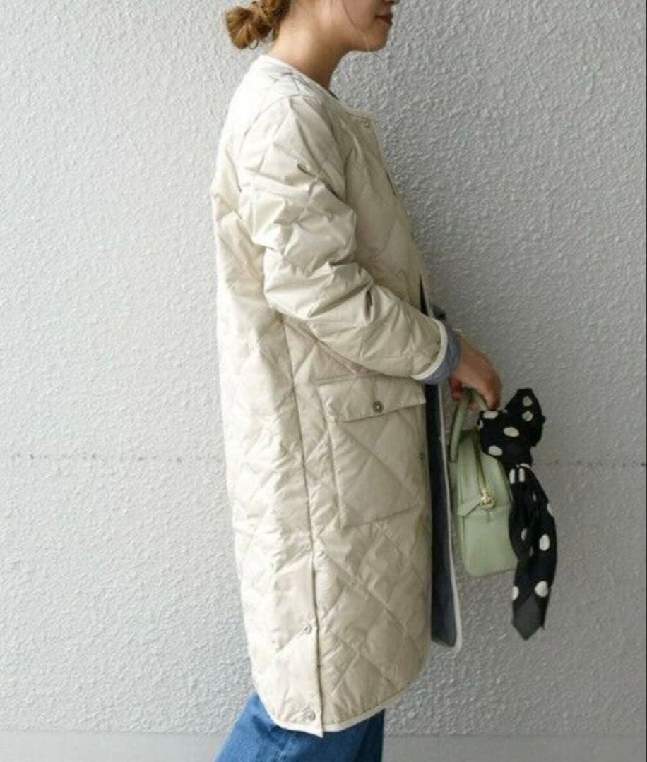 新品タグ付SHIPS TAION パイピング ノーカラー キルティング コート