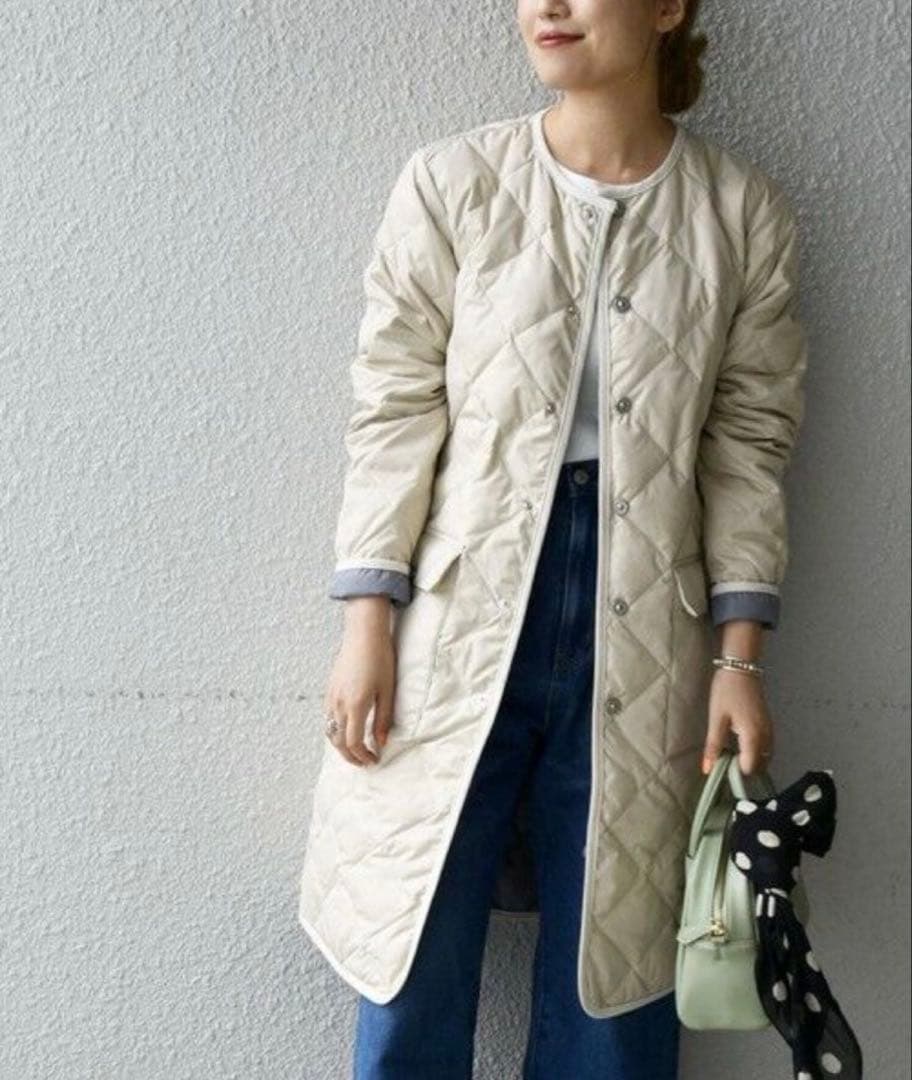 新品タグ付SHIPS TAION パイピング ノーカラー キルティング コート