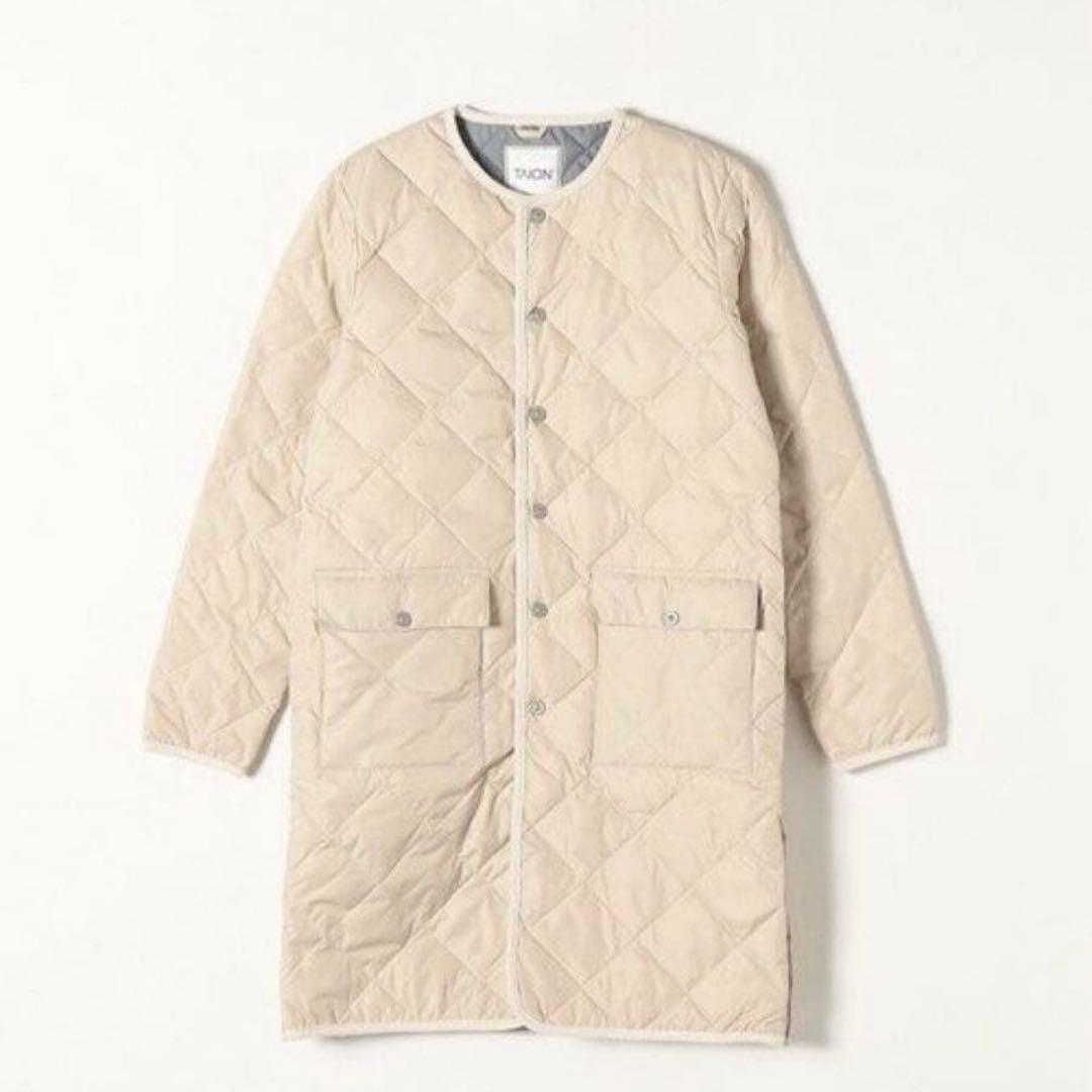 新品タグ付SHIPS TAION パイピング ノーカラー キルティング コート