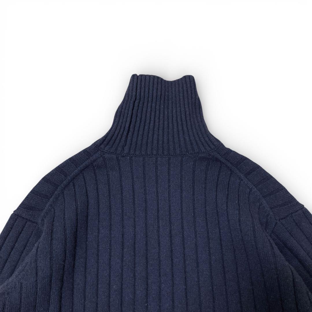 【定価9.8万】ebure カシミヤ100% リブタートルネックニット ネイビー