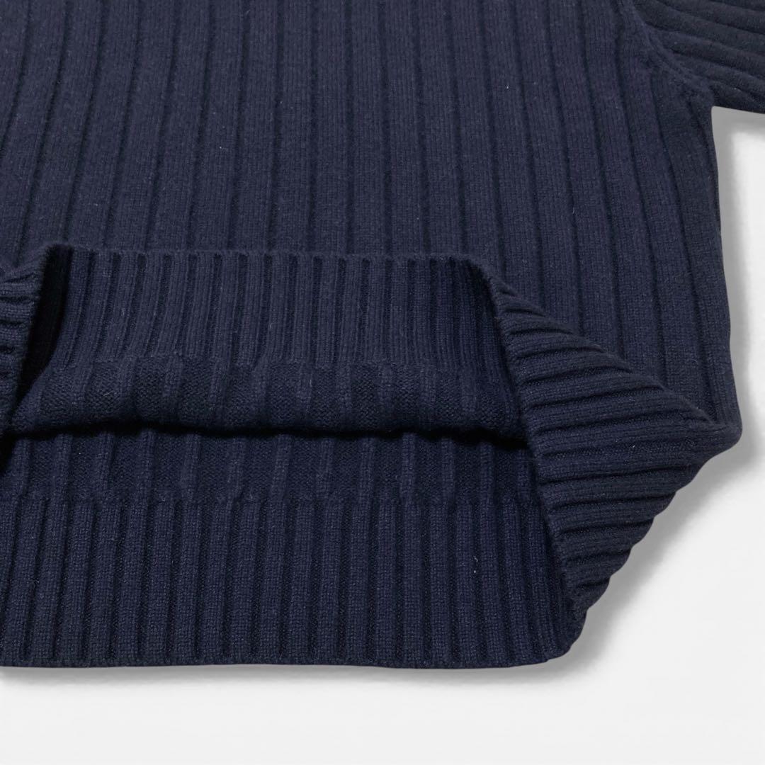 【定価9.8万】ebure カシミヤ100% リブタートルネックニット ネイビー