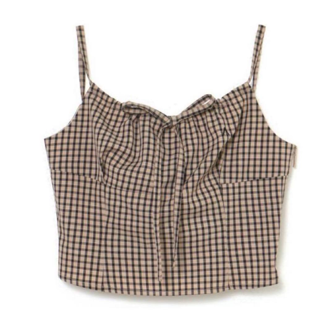 完売品 当日発送可 アンドマリー ポピーチェックトップス リボン キャミソール