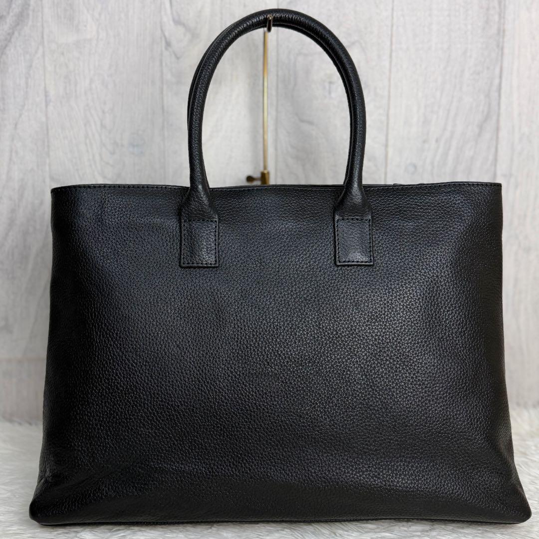 美品♡A4可♡HushTug ハッシュタグ レザー トートバッグ ブラック 黒