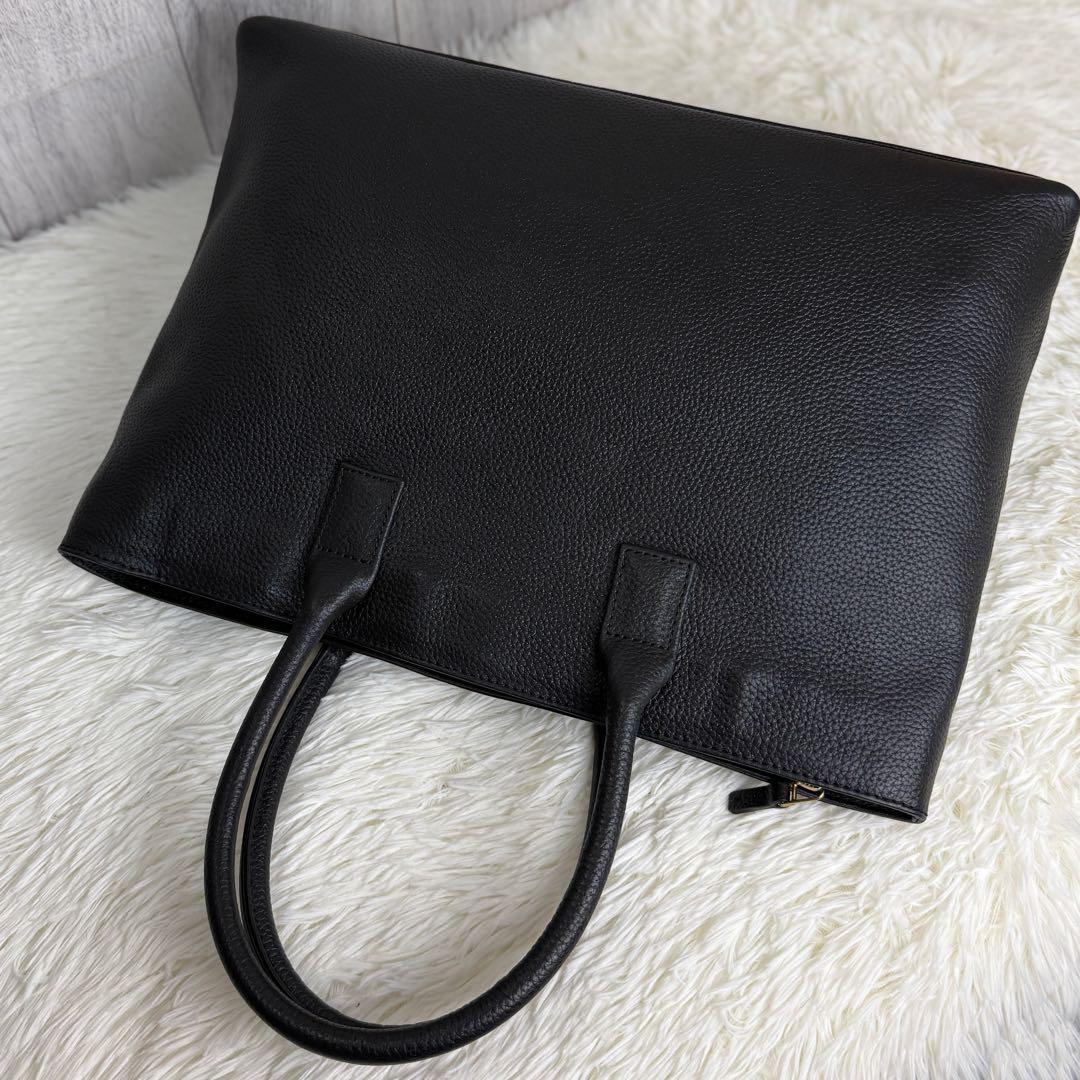 美品♡A4可♡HushTug ハッシュタグ レザー トートバッグ ブラック 黒