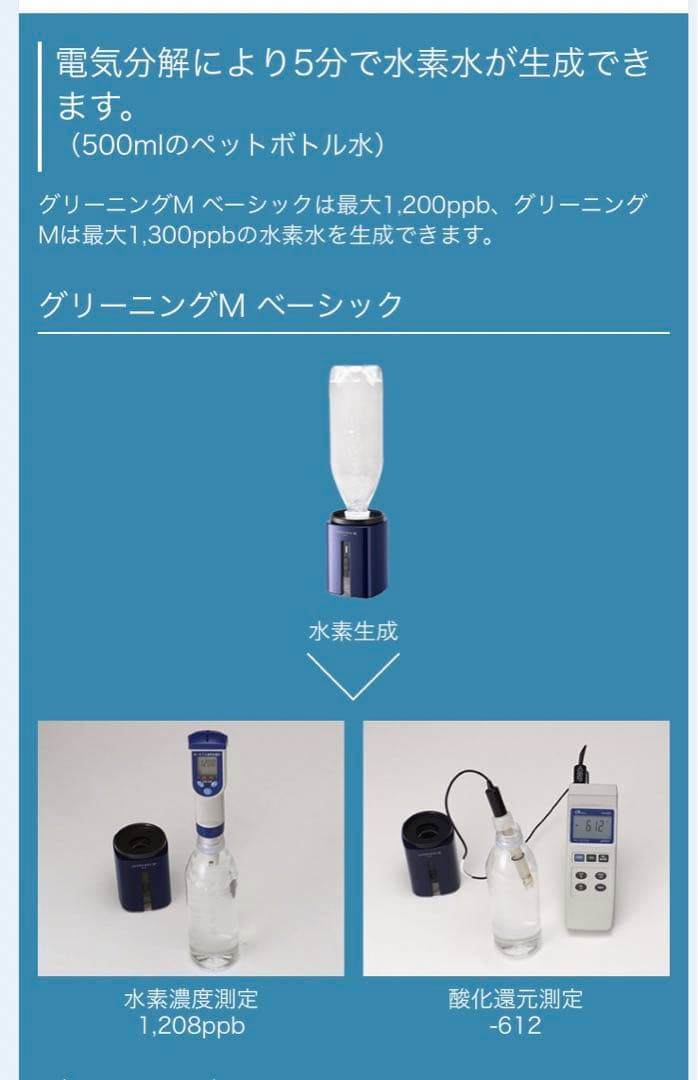 ポータブル水素水生成機 GREENING M Basic