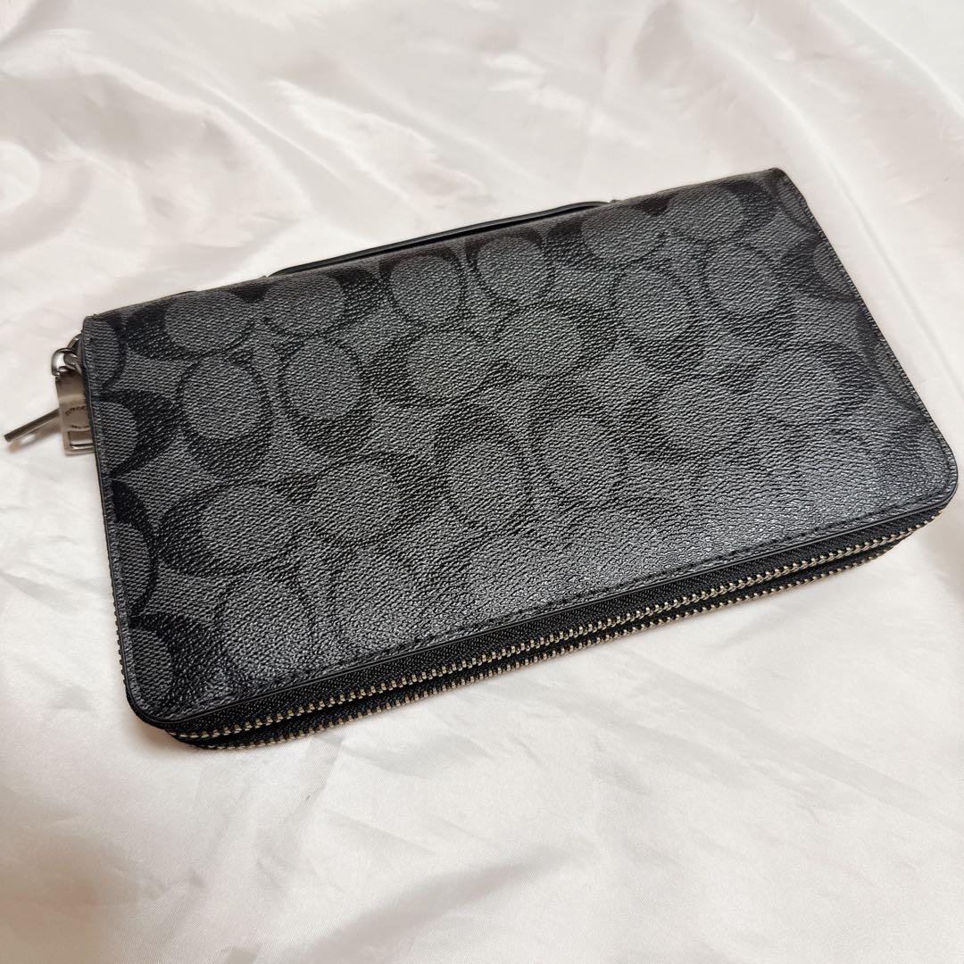 大人気　coach ダブルジップ　トラベルオーガナイザー　シグネチャー