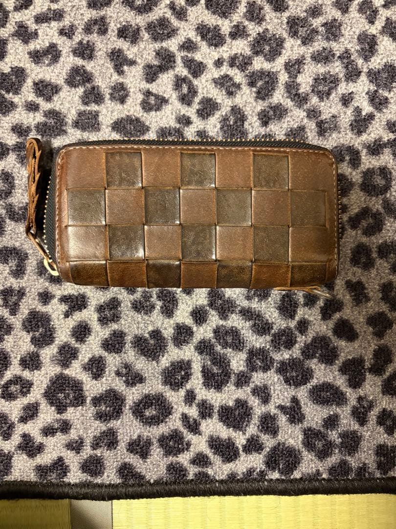 RYU 編み込みレザー長財布 ブラウン