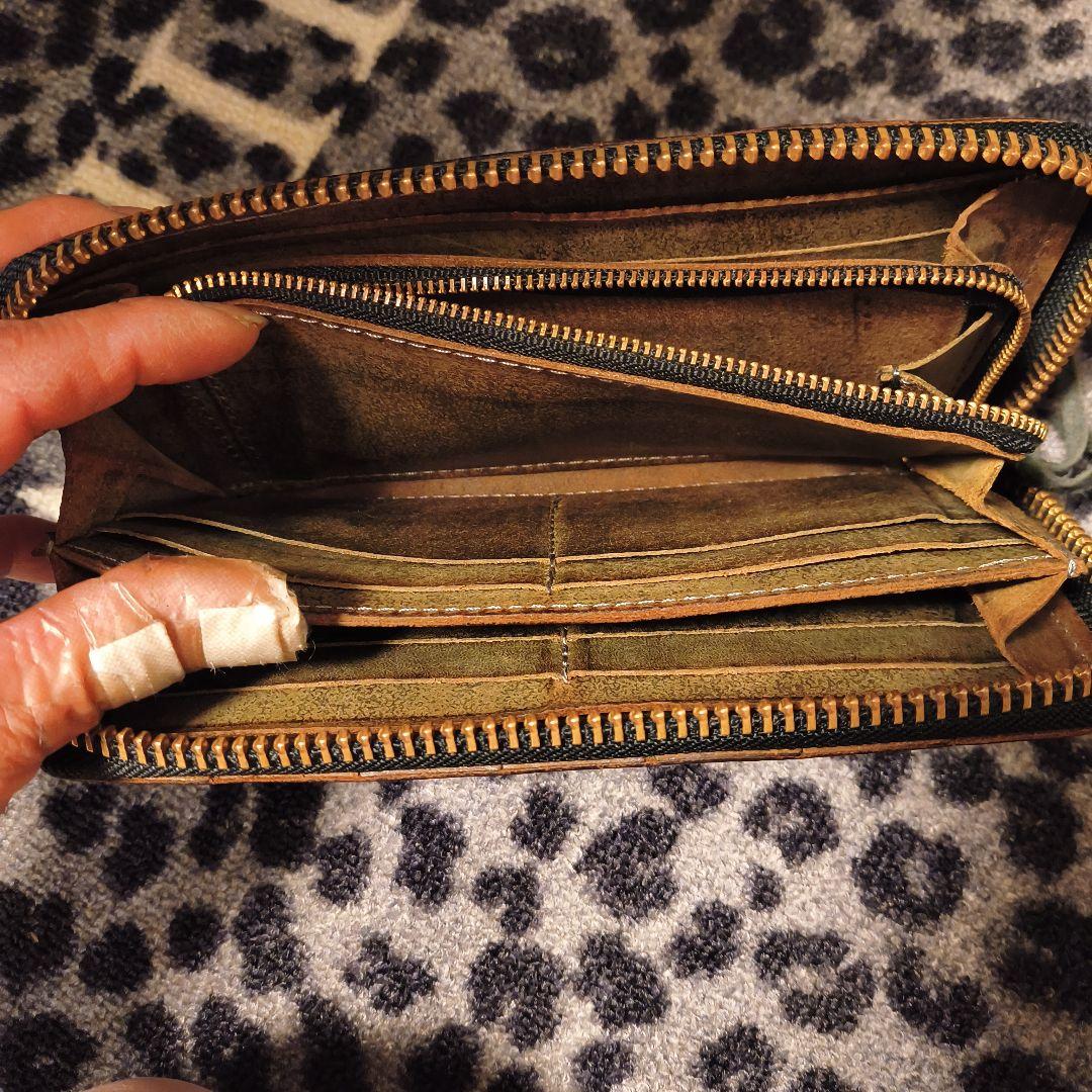 RYU 編み込みレザー長財布 ブラウン