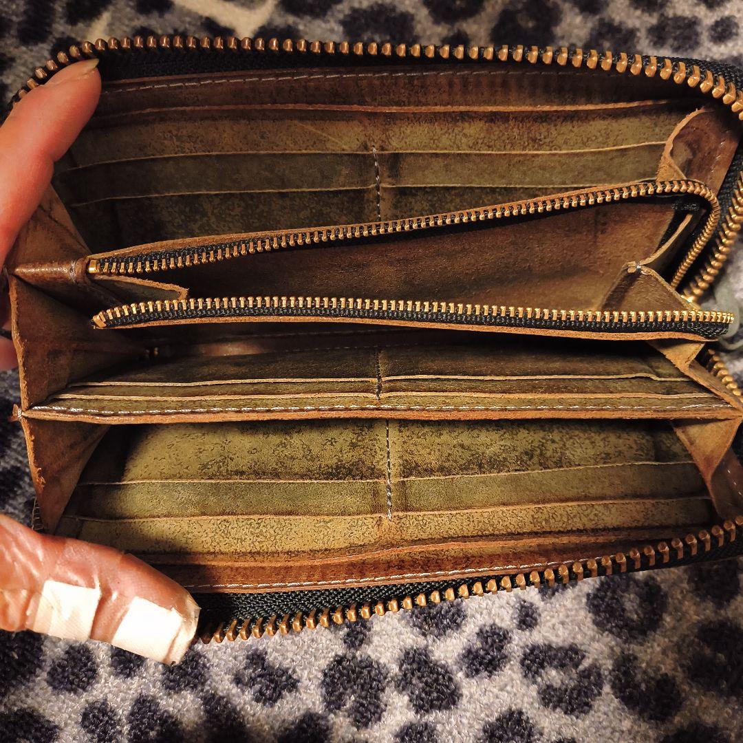 RYU 編み込みレザー長財布 ブラウン