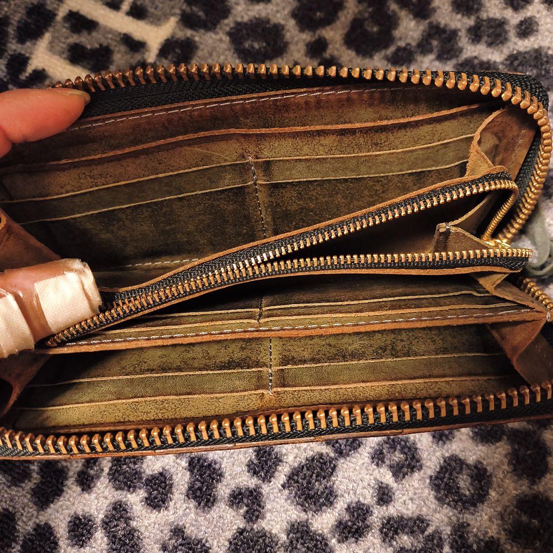 RYU 編み込みレザー長財布 ブラウン