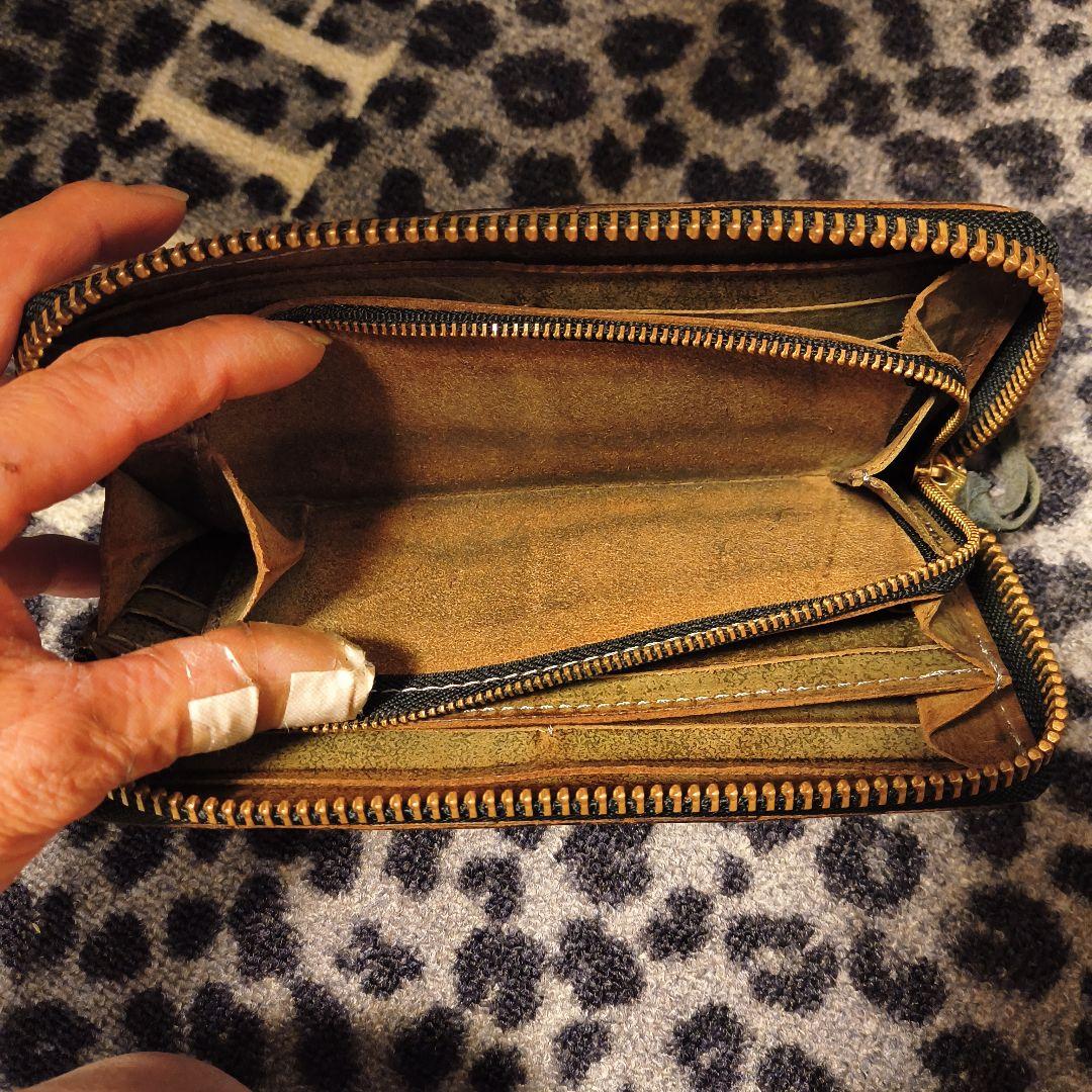 RYU 編み込みレザー長財布 ブラウン