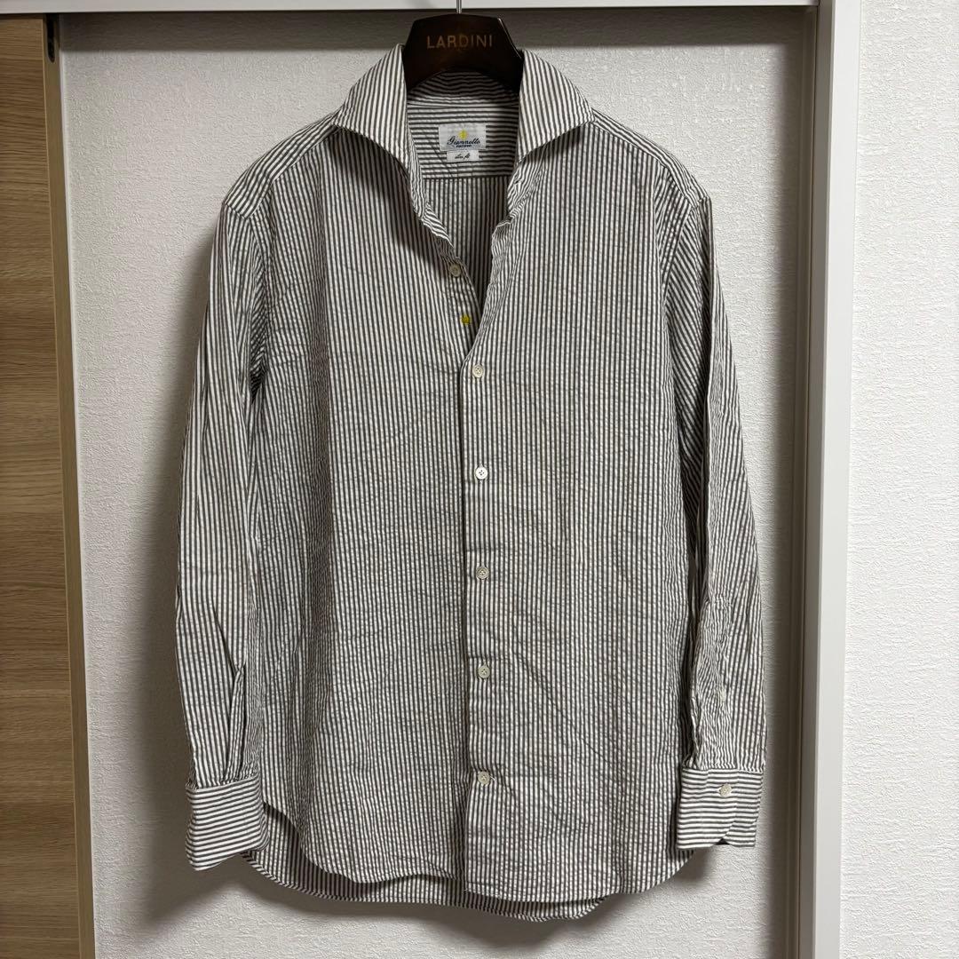 Giannetto ホリゾンタルカラーシアサッカーシャツ L